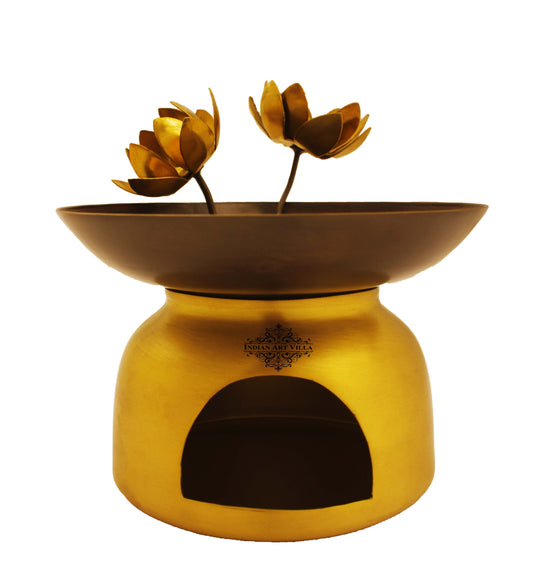 Brass flower design diffuser burner full view — Indian Art Villa