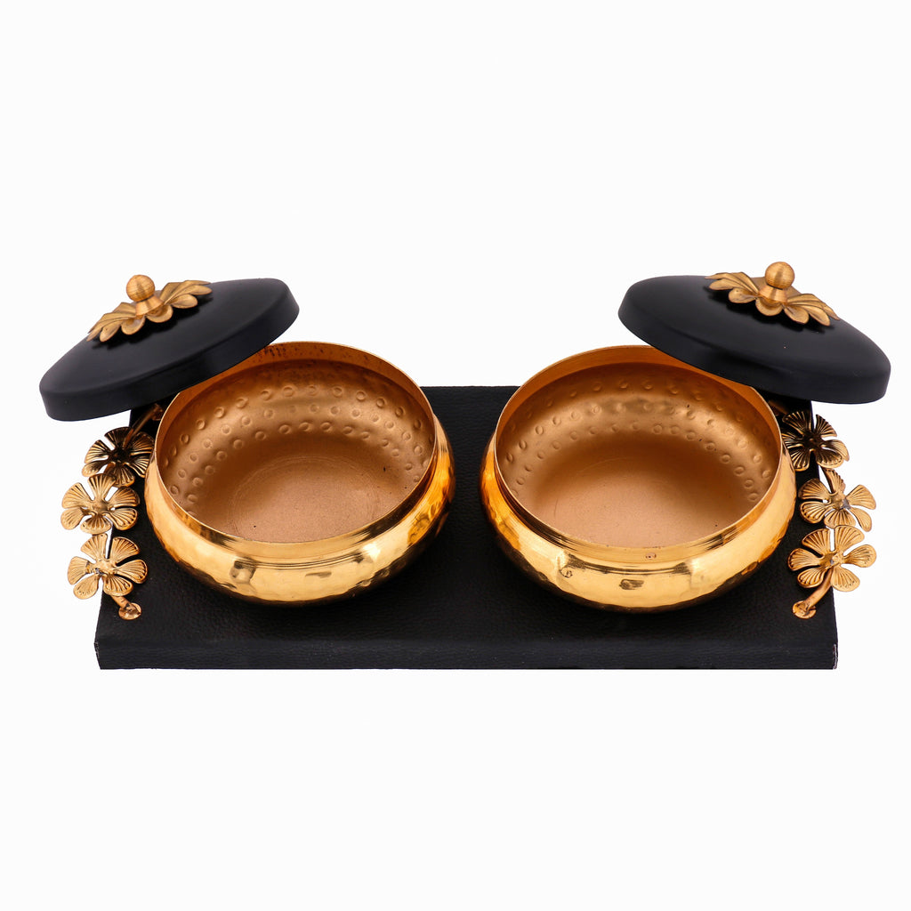 Indian Art Villa Handmade Set of Dry Fruit Gift Box & Designer Tray With Handle ,Chocolate Box For Diwali, Marriage Gift & Multipurpose Uses