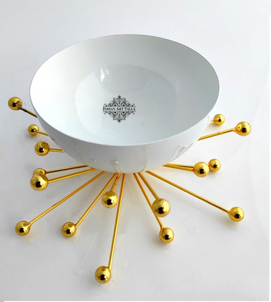 Fancy Dry Fruit Bowl with Brass Stand, Width- 7.25"