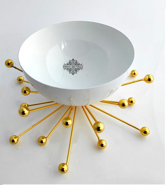 Fancy Dry Fruit Bowl with Brass Stand, Width- 18.41 cm