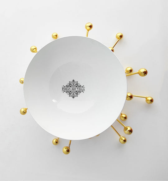 Fancy Dry Fruit Bowl with Brass Stand, Width- 18.41 cm