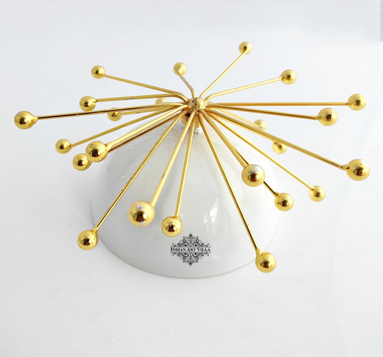 Fancy Dry Fruit Bowl with Brass Stand, Width- 18.41 cm