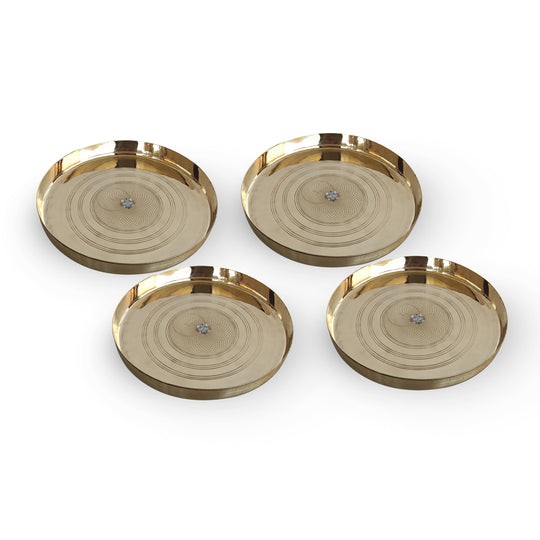 Elegant Brass Dinner Plate – Intricate Circular Design Serveware for Traditional Meals, Restaurants, and Home Dining