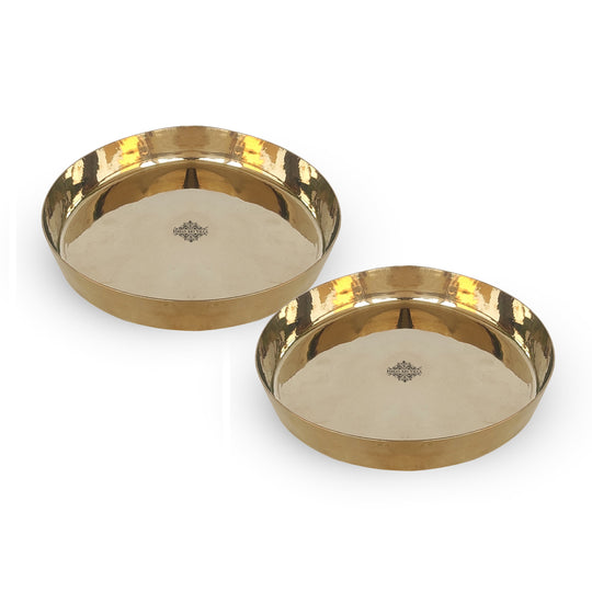 Pure Bronze/Kansa Thali Plate – Round Serving Dish for Home Dining, Ayurveda, Temples & Restaurants