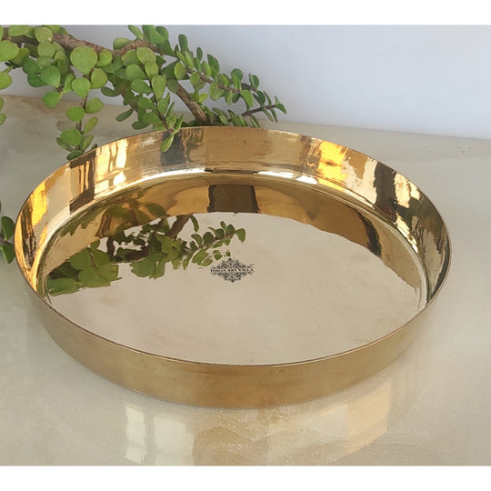 Pure Bronze/Kansa Thali Plate – Round Serving Dish for Home Dining, Ayurveda, Temples & Restaurants