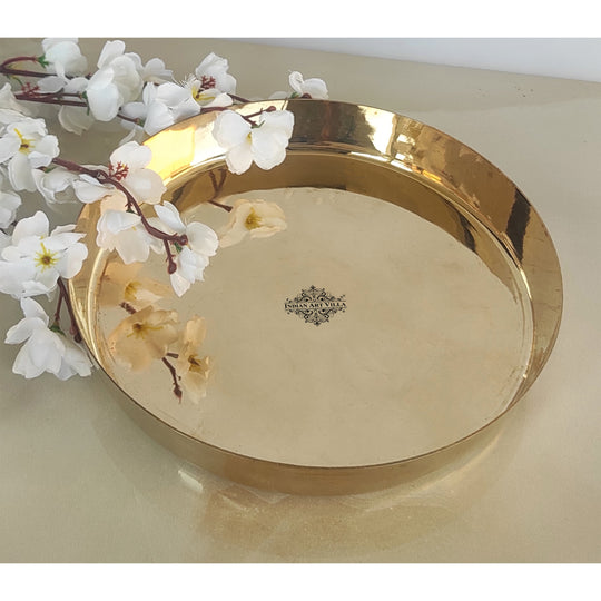 Pure Bronze/Kansa Thali Plate – Round Serving Dish for Home Dining, Ayurveda, Temples & Restaurants