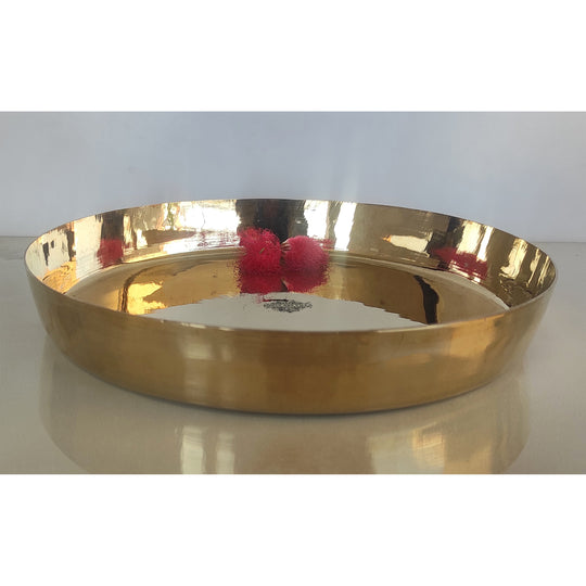 Pure Bronze/Kansa Thali Plate – Round Serving Dish for Home Dining, Ayurveda, Temples & Restaurants