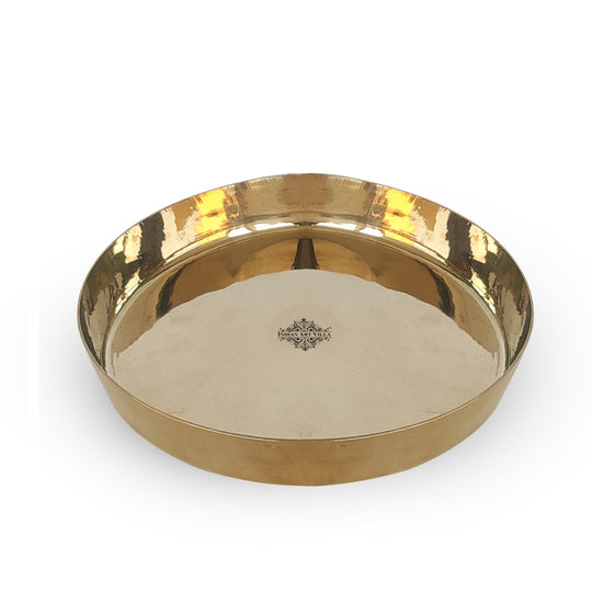 Pure Bronze/Kansa Thali Plate – Round Serving Dish for Home Dining, Ayurveda, Temples & Restaurants