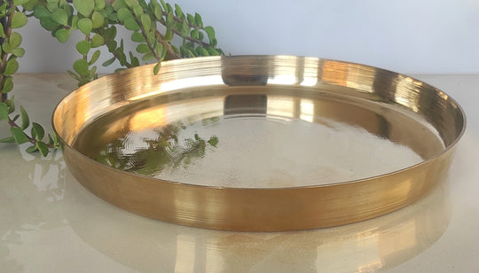 Handcrafted Bronze Thali Plate – Plain Design Dinner Plate for Home, Restaurants, Cultural Events