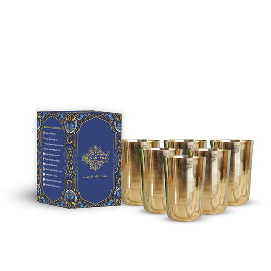 Handcrafted Pure Bronze Plain Design Gold Glass, Volume 350ml