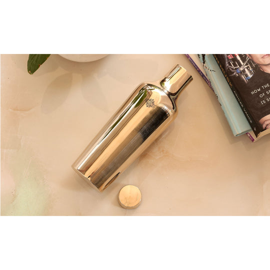 Handcrafted Pure Bronze Shine Finish Design Water Bottle, 850 ml