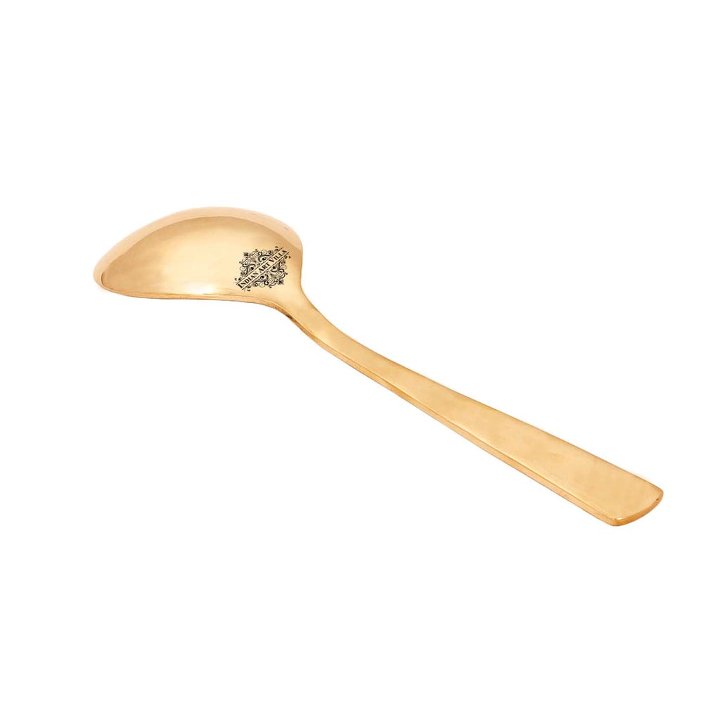 Indian Art Villa Bronze Embossed Serving Spoon, Serveware & Dinnerware Purpose, 8" Inch, Gold