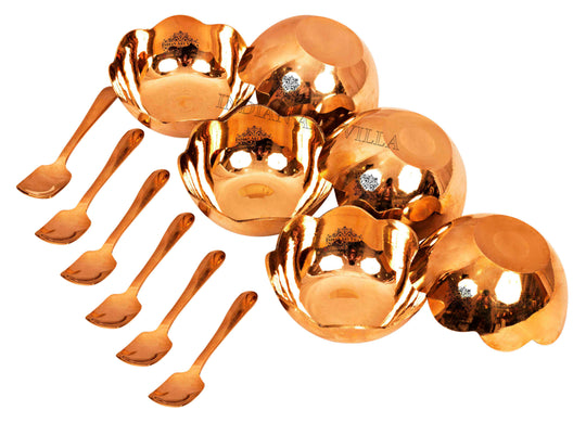 Premium Bronze Ice Cream Bowl Set with Spoons