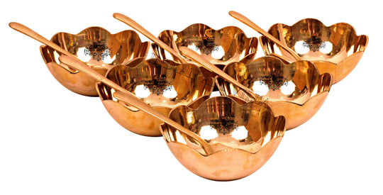 Premium Bronze Ice Cream Bowl Set with Spoons