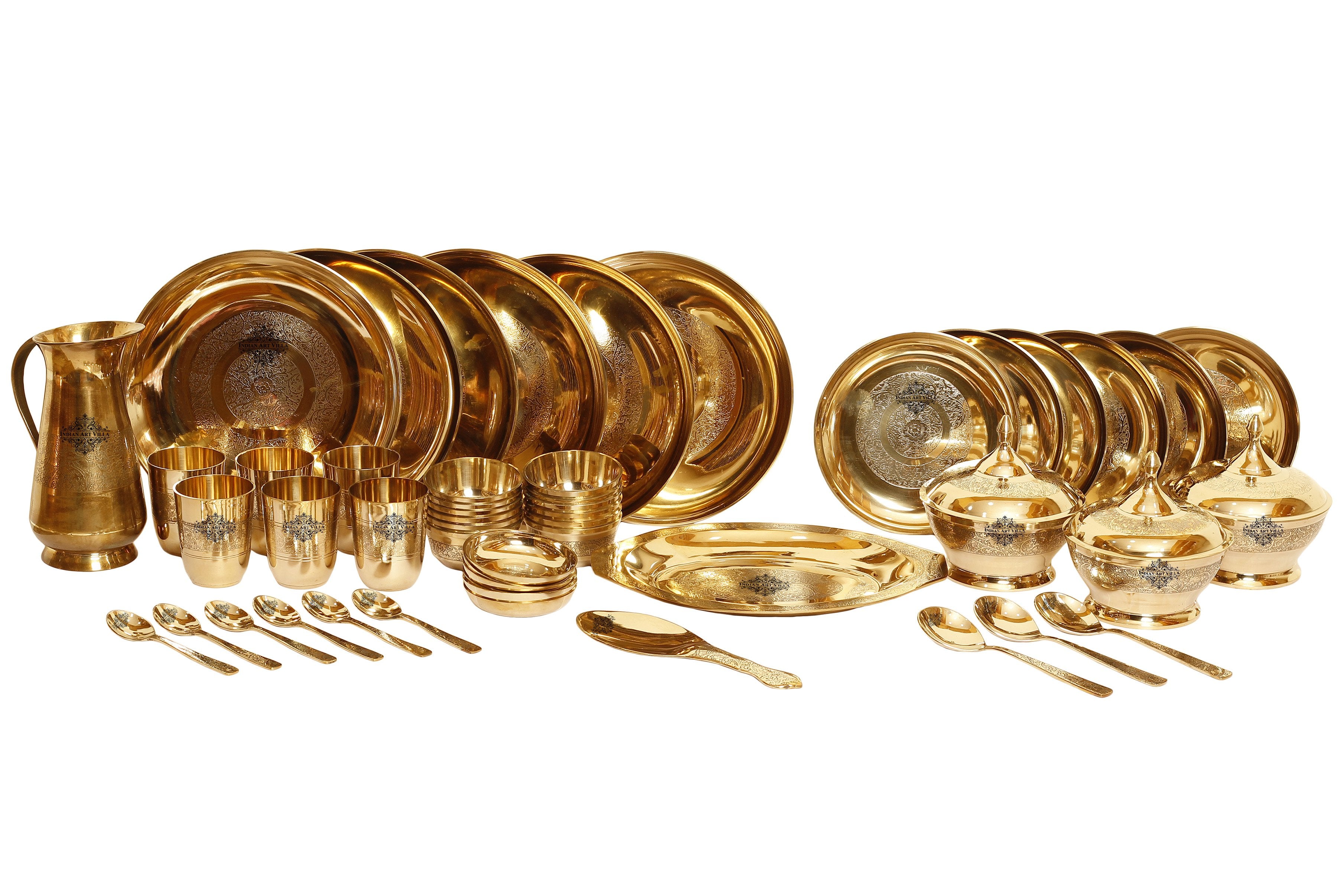 Indian Traditional Brass Dinner Set 51 Pieces