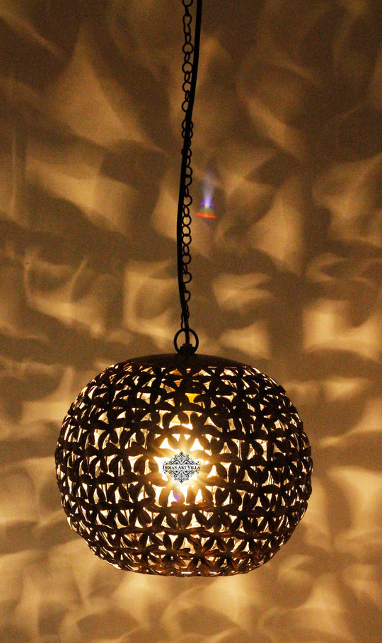 Iron Leafe Design Lamp, Home Decore Gift item, 9.6" Inch, Brown