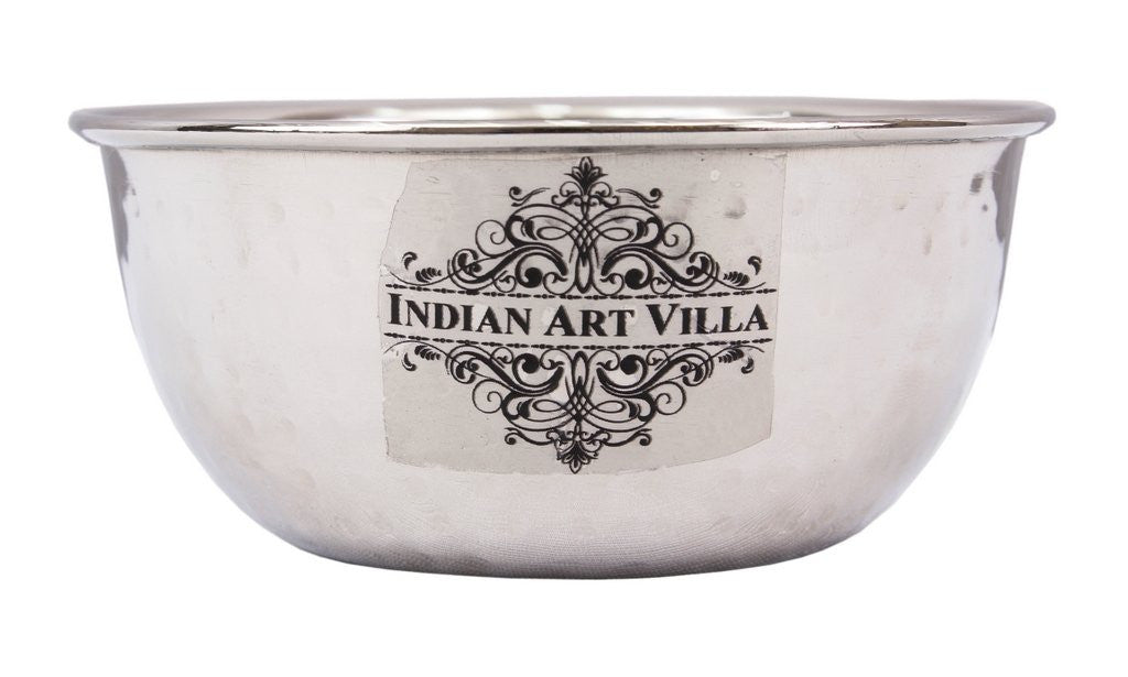 Indian Art Villa Pure Steel Hammered Design Soup Bowl 350 ML
