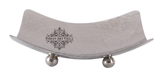 Pure Steel Hammered Design Square Platter with Legs
