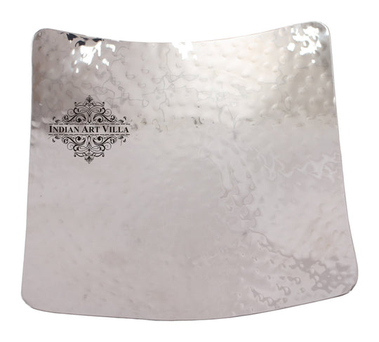 Pure Steel Hammered Design Square Platter with Legs
