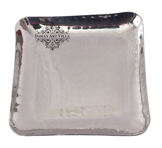 Pure Steel Hammered Design Square Platter