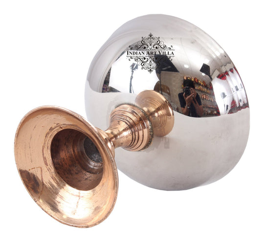 Beautifully crafted steel copper ice cream bowl with a copper pedestal from Indian Art Villa for a refined dining experience.