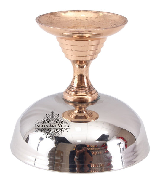 Indian Art Villa steel copper ice cream bowl with a reflective steel bowl and copper base for upscale presentation.