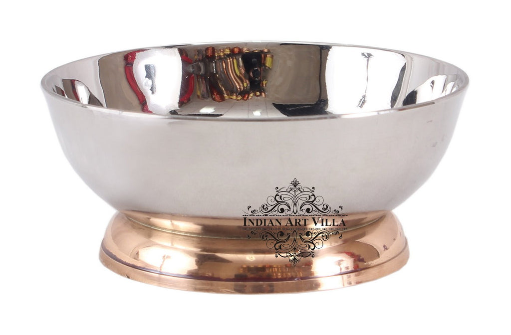 Indian Art Villa Pure Steel Dessert Bowl with Copper Stand