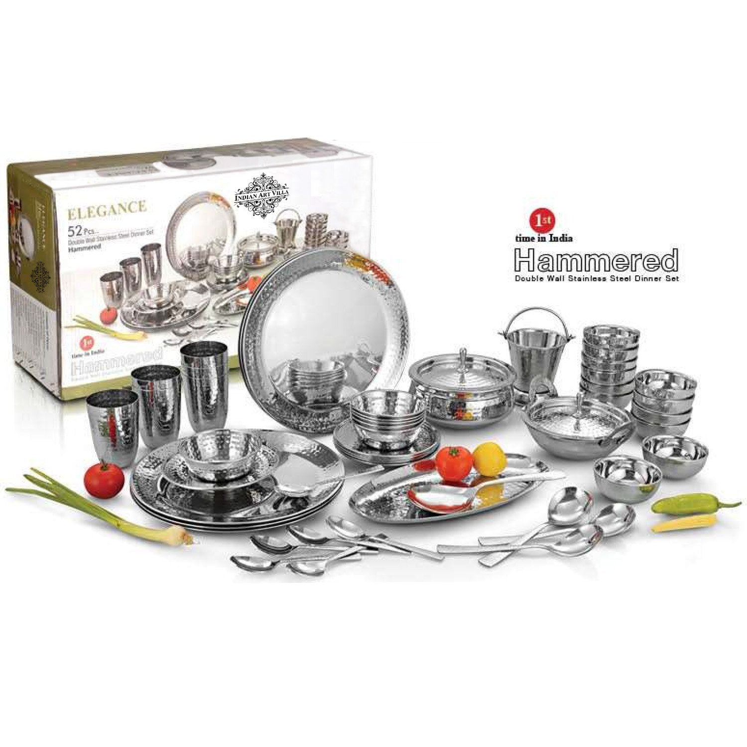 Handcrafted Pure Stainless Steel Royal Dinner Set, Dinnerware