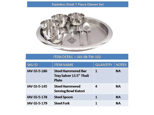 Pure Steel 7 Piece Dinner Set