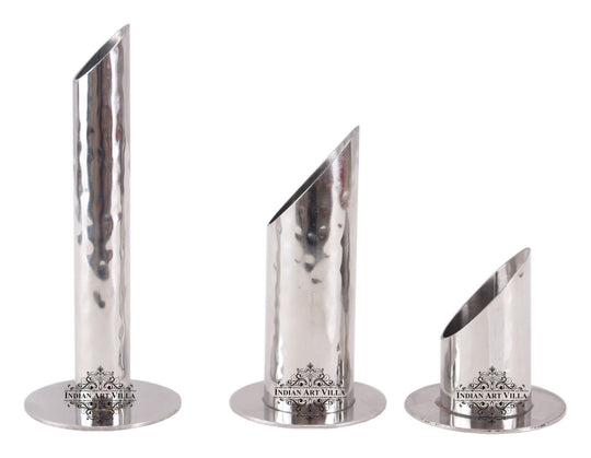 Steel cut set of 1 bud vase straw holder toothpick holder front view — Indian Art Villa