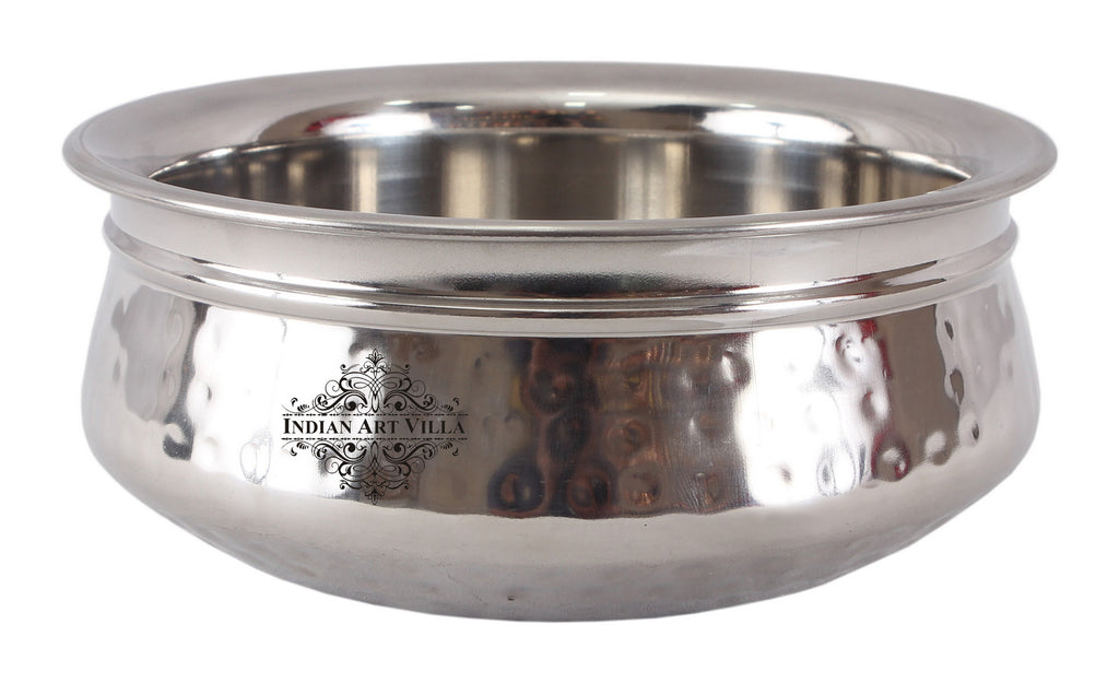 Indian Art Vliia Steel Handi  Bowl, Hammered Design, Set of 3 Handi Bowl