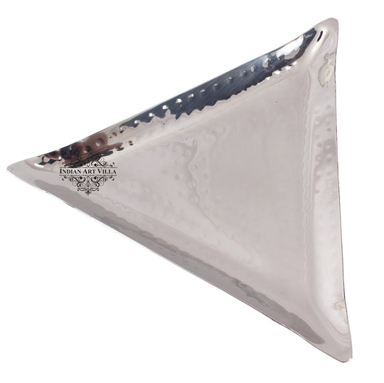Pure Steel Triangular Tray Platter, Hammered Design, Set of 2 Tray Platter