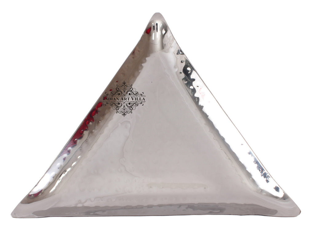 Steel Hammered Set of 1 Triangular Tray with 1 Round Tray