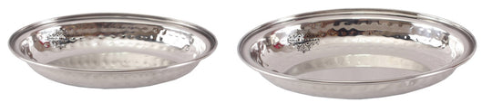Steel Set of 2 Hammered Design Oval Platter