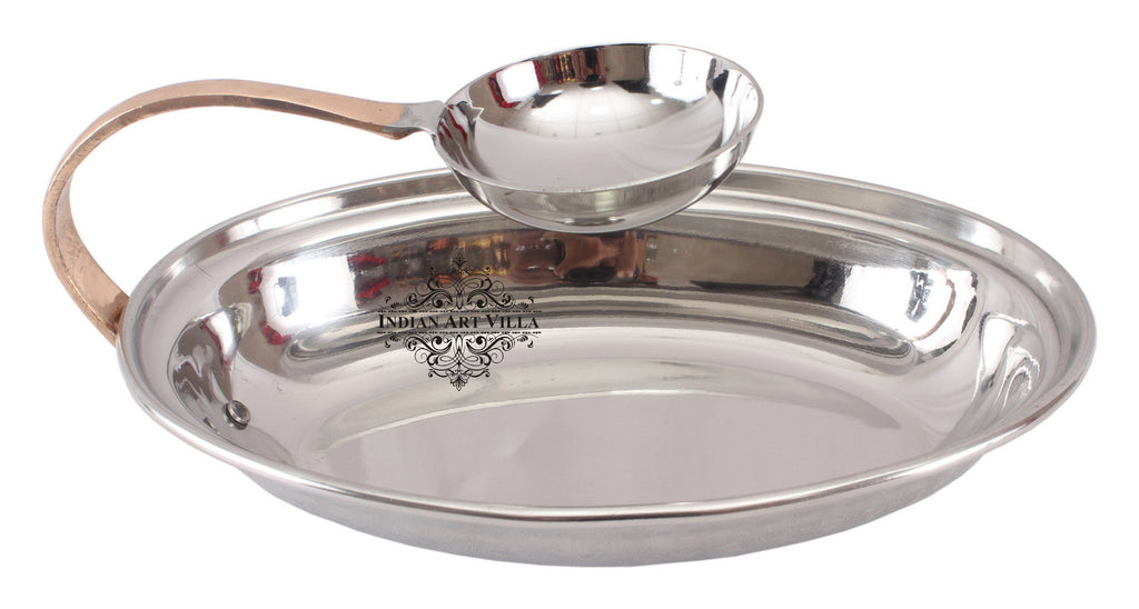 Steel Set of 3 Chip N Dip Platter With Attached Chutney Bowl