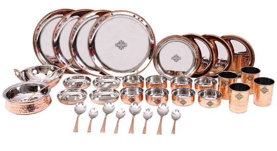 Pure Steel Copper 36 Piece Traditional Kitchen Dinner Set