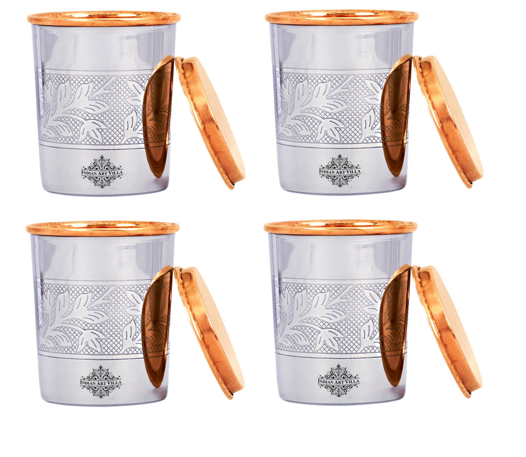 Steel Copper Glass, Tumbler Handcrafted in Luxury Design with a Copper Lid | Drinkware | Serveware | 250 ml