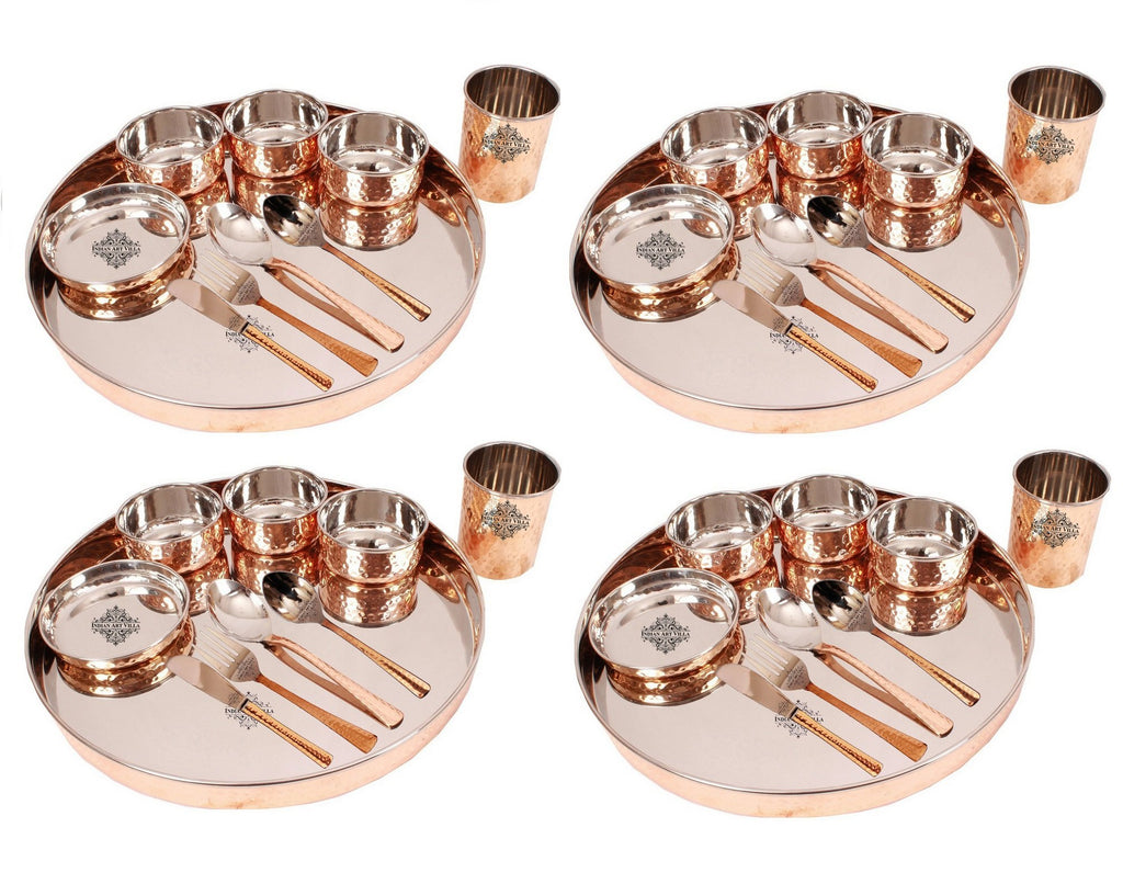 Hammered Steel Copper Thali Dinner Set, Tableware & Dinnerware,10 Pieces, 13" Inch