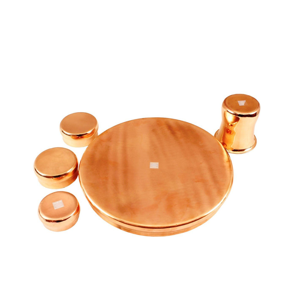 Indian Art Villa Steel Copper 5 Piece Thali Set, Serveware, Tableware, Dinnerware