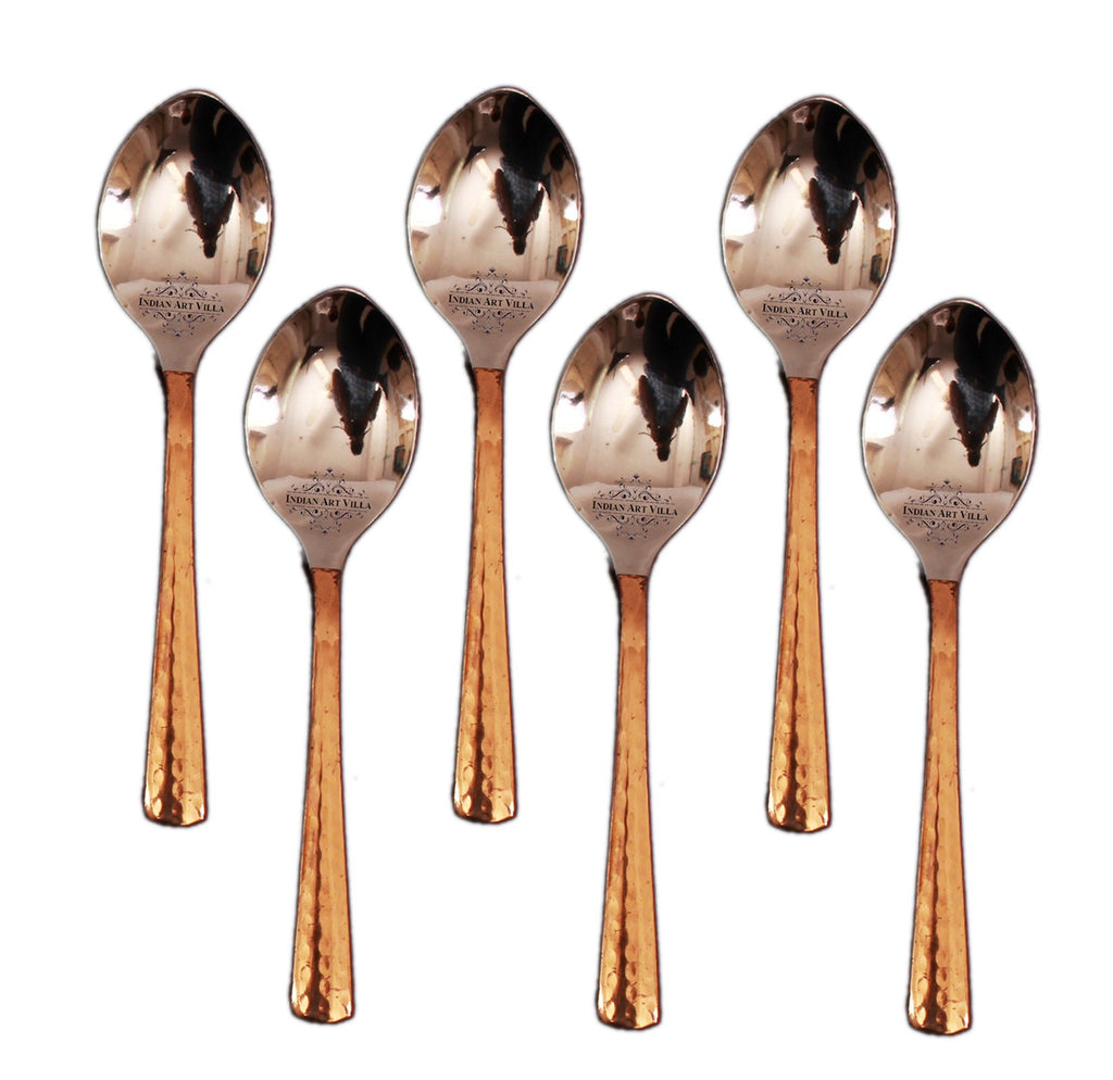 Steel Copper Set of 6 Ice Cream Spoon 5.0" Inch