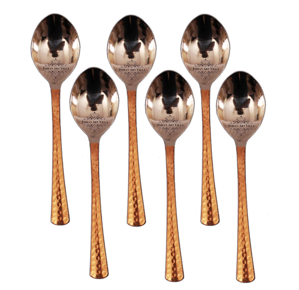 INDIAN ART VILLA Steel Copper Set of 6 Baby Spoon 6.2" Inch