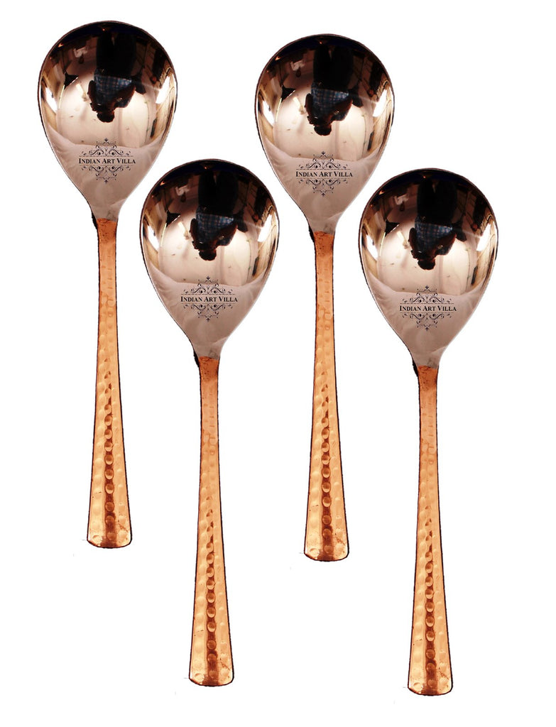 Steel Copper Set of 4 Rice Spoon 8" Inch