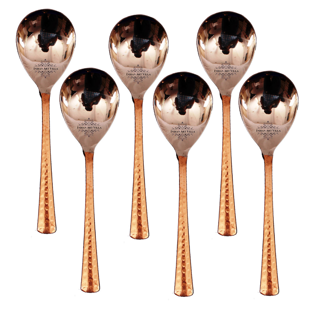 Steel Copper Set of 6 Rice Spoon 8" Inch