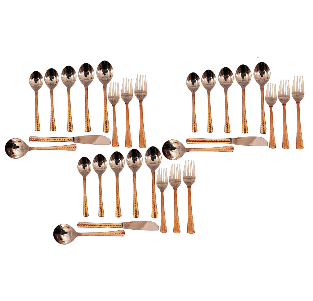 Steel Copper Hammered Designer Cutlery Set, Flatware, Tableware, Kitchenware, Dinnerware, Serveware