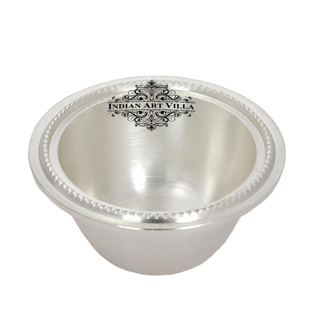 Indian Art Villa Pure Silver Plated Matt Finish Chutney Bowl Dinnerware Diameter 2.3" Inch Silver