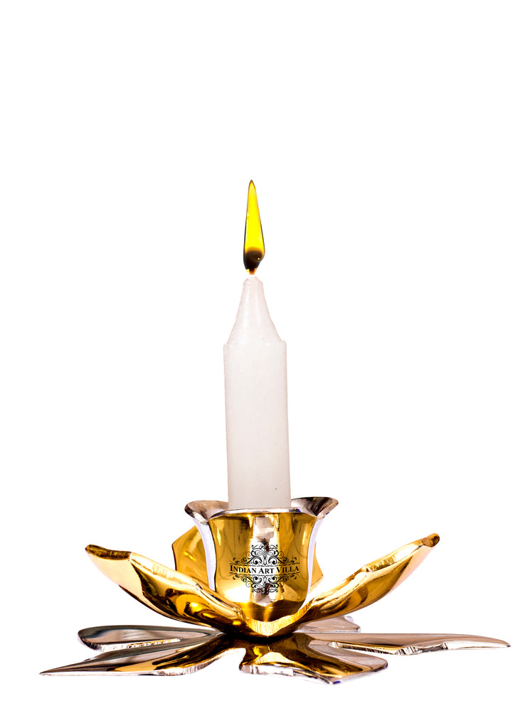 Silver Gold Plated Handmade Flower Design 1 Steps Candle Stand