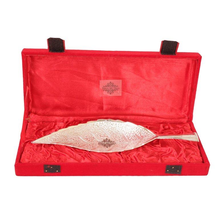 Indian Art Villa Handmade Silver Plated Leaf Design Deep Dish Bowl comes with Red velvet gift Packing box - Dry Fruits Tableware Decorative Gift Item