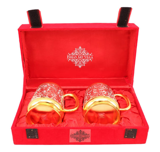 Silver Plated Gold Polish Set of 2 Beer Mug