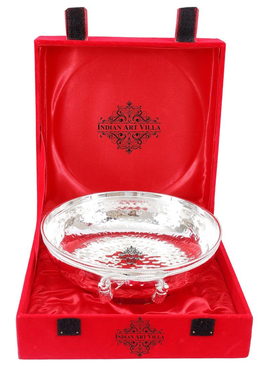 Silver plated M hammered design bowl 500 ML lifestyle use — Indian Art Villa