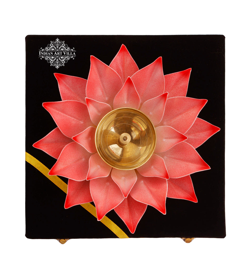 Indian Art Villa Silver Gold & Copper Plated Lotus Design Diya Deepak
